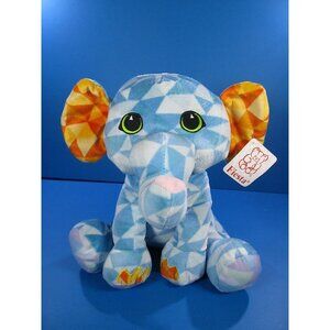 Fiesta Crystal Critters ELEPHANT 2-Tone Blue & Orange Geometric 11in Plush